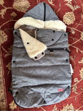Skip Hop Baby Infant STROLL & GO Car Seat Cover  Heather Gray Sherpa Bag Sleep